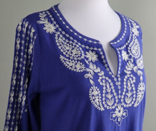 J. JILL NWT $69 Soft Stretch Embroidered V-Neck Tee Top Size XS Petite - Picture 3 of 6