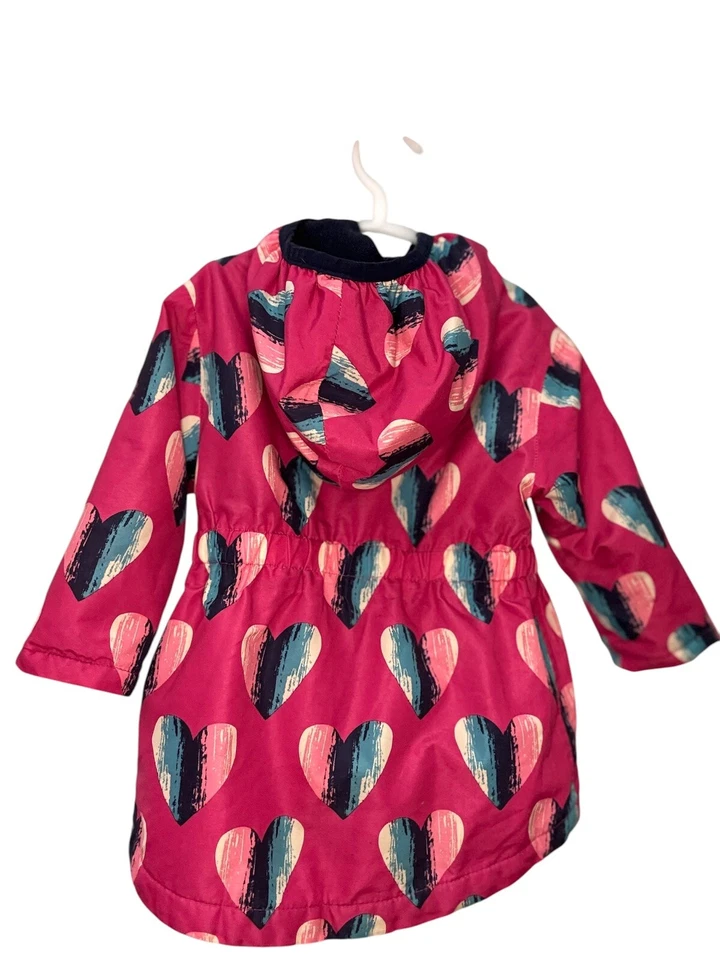 Niñas Talla 2T Hatley Primavera Cremallera Completa Chaqueta Abrigo Rosa Azul Corazones Foto 2 de 4