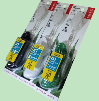 Lot of 3, RADIUS, RIGHT Hand TOOTHBRUSH with Replaceable Head, 3 PACK