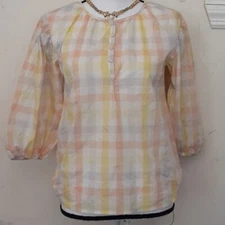 Pudu cotton plaid pastel blouse sz 13