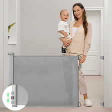 Retractable Baby Gate, Mesh Baby Gate or Mesh Dog Gate, 33" Tall,Extends up to