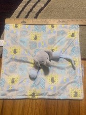 Blankets and  Beyond Elephant Lovey Security Blanket White Blue Yellow Gray