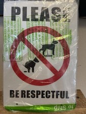 Double Sided No Dog Poop Yard Sign, Please Be Respectful Sign, All Metal