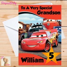 Personalised Cars Card Birthday Inspired Kerchow Mater Lightning McQueen