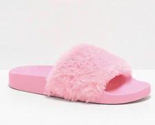 FAUX FUR Shoes  Trillium bright pink SLIPPERS~ Size 7.