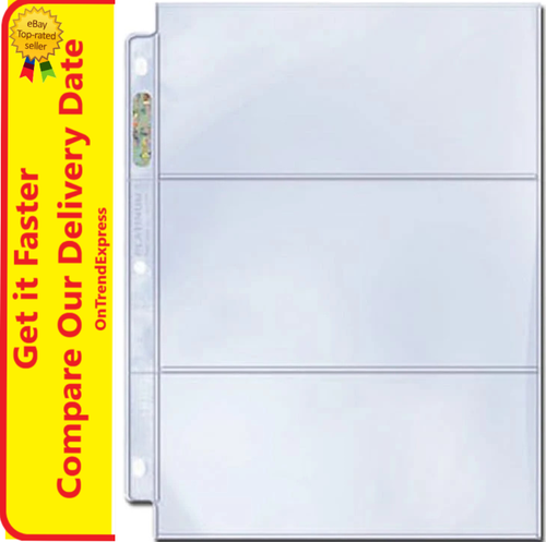 ULTRA PRO 3-Pocket Platinum Sleeves – 100 Pages, Top Loading, For Currency, Banknotes, Tickets, Stamps
