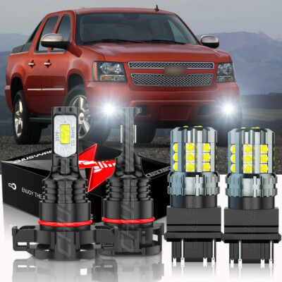 White LED Daytime Running Light + Fog Light Bulbs For Chevy Avalanche 2007-2013