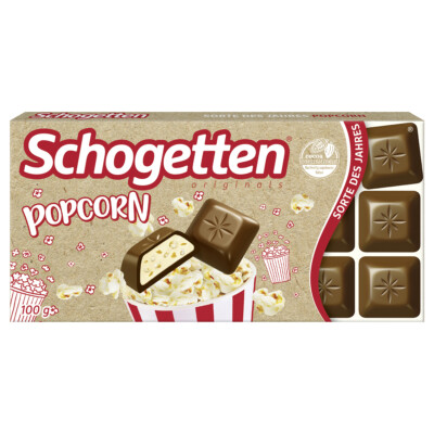 Schogetten Popcorn Edel Alpenmilch mit Mais und Popconstückchen 100g