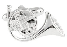 French Horn Pair Cufflinks in a Presentation Gift Box & Polishing Cloth