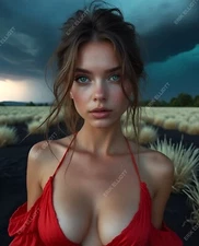 8x10 Fine Art Print Photo - Beautiful Curvy Woman Girl Blue Eyes Bikini Model