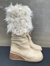 Vintage 90s DESTROY platform Chunky boots square toe Fur EU 37 US 6.5