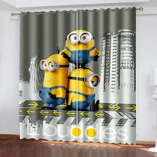 3D Minions Cortinas Niños Oscurecimiento Cortina Cortinas Opacas con Ojales Nuevo - Imagen 14 de 19