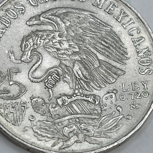 1968 Mexico XIX Olympic Games 25 Pesos Silver Coin Aztec Ball Player Big i77527 - Picture 8 of 24