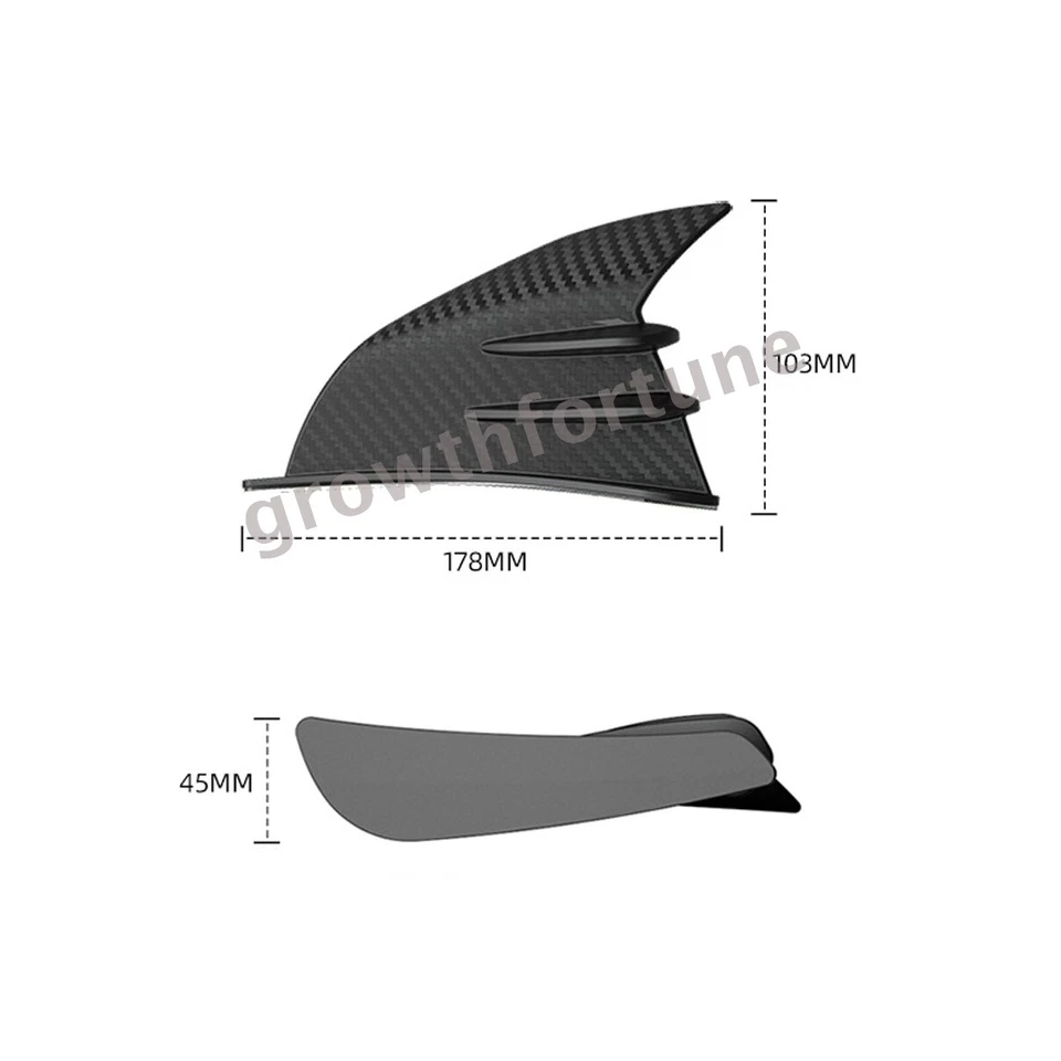 Par de calcomanías de fibra de carbono deflector de aire alerón lateral winglet para motocicleta Foto 3 de 4