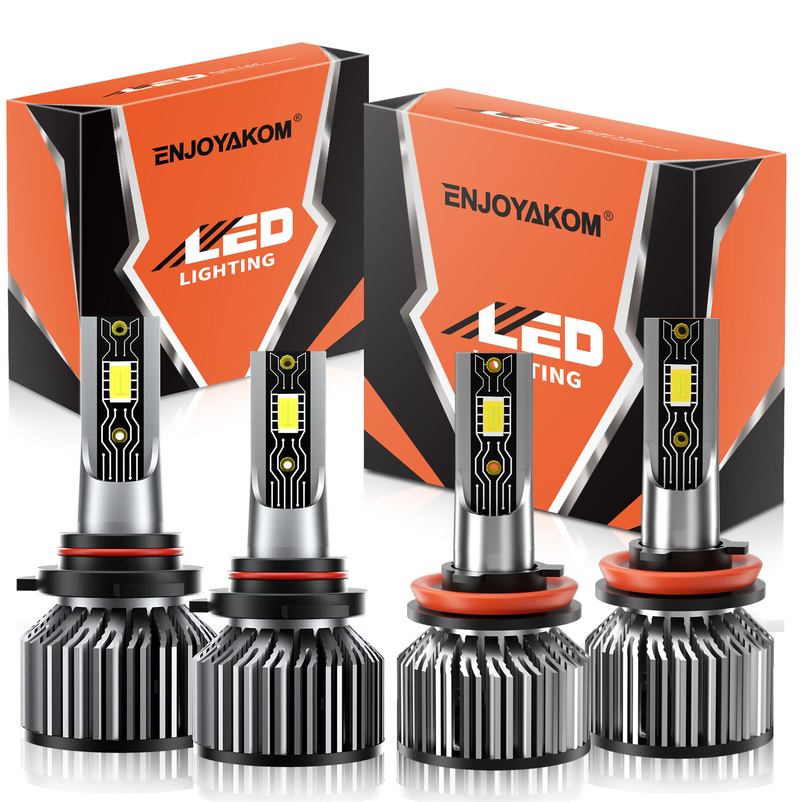 For GMC Sierra 2007-2013 4x LED Headlight Bulbs High & Low Beam 6500K White