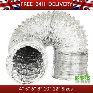 Aluminium Foil Ducting Flexible Hydroponic Ventilation 4 5 6 8 10/" 5M or 10M