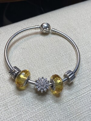 Pandora set  bangle bracelet with 5 charms.. Amazon.com: Pandora Jewelry Bundle with Gift Box - Moments  main image 4