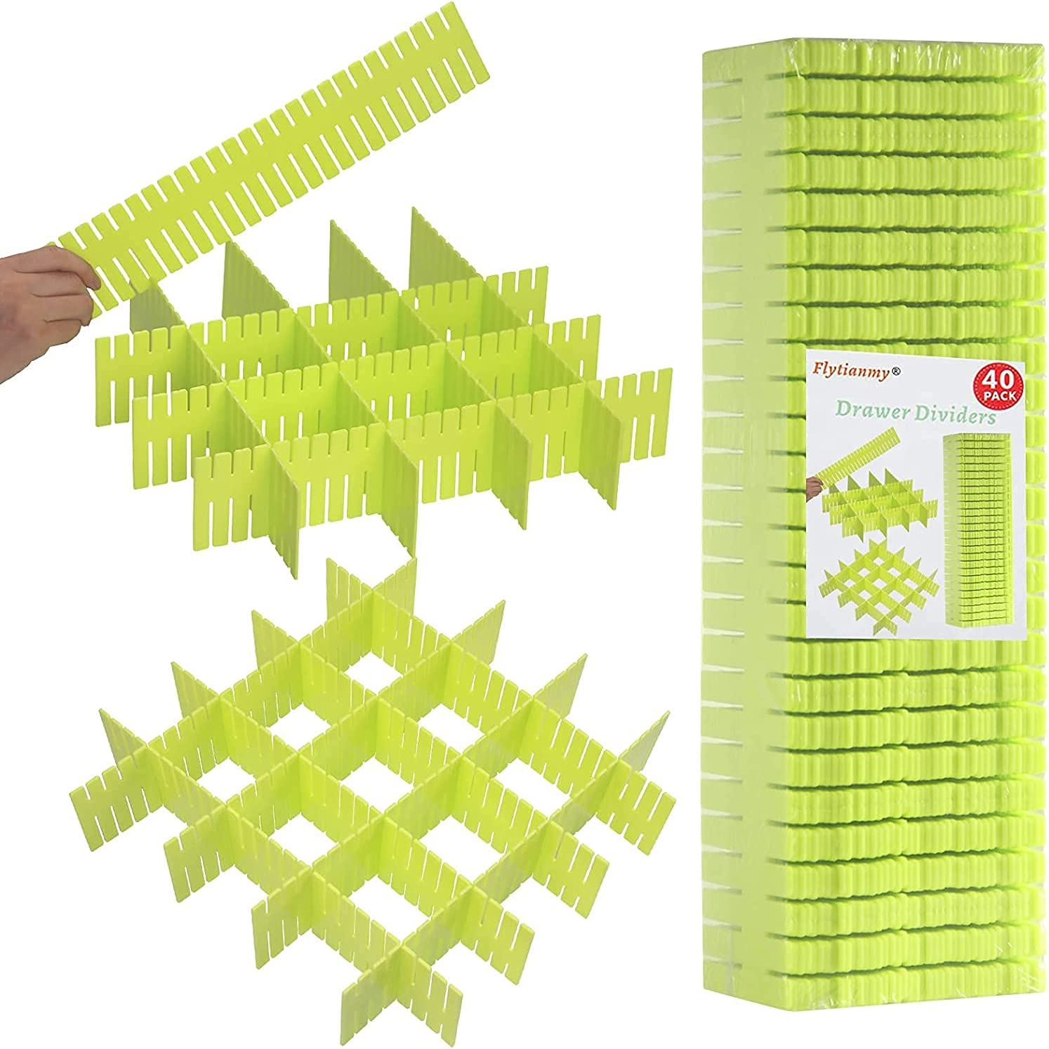 40Pcs Drawer Dividers, Adjustable Drawer Organizer for Socks, Underwear, Makeup,