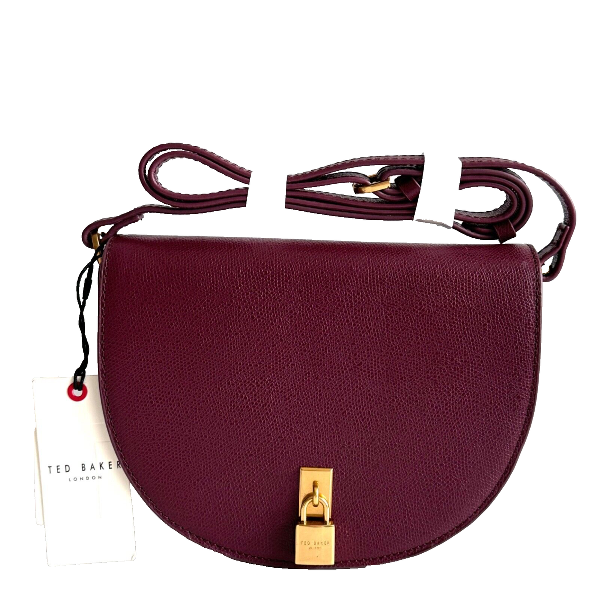 Ted Baker Handbag Small Burgundy Leather Bag Sohho Saddle