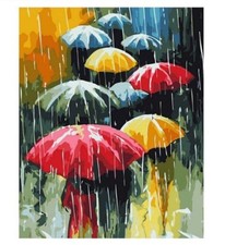 Colorful Umbrellas Cartoon Paint By Number Kit For Adult DIY Painting 40CMx50CM