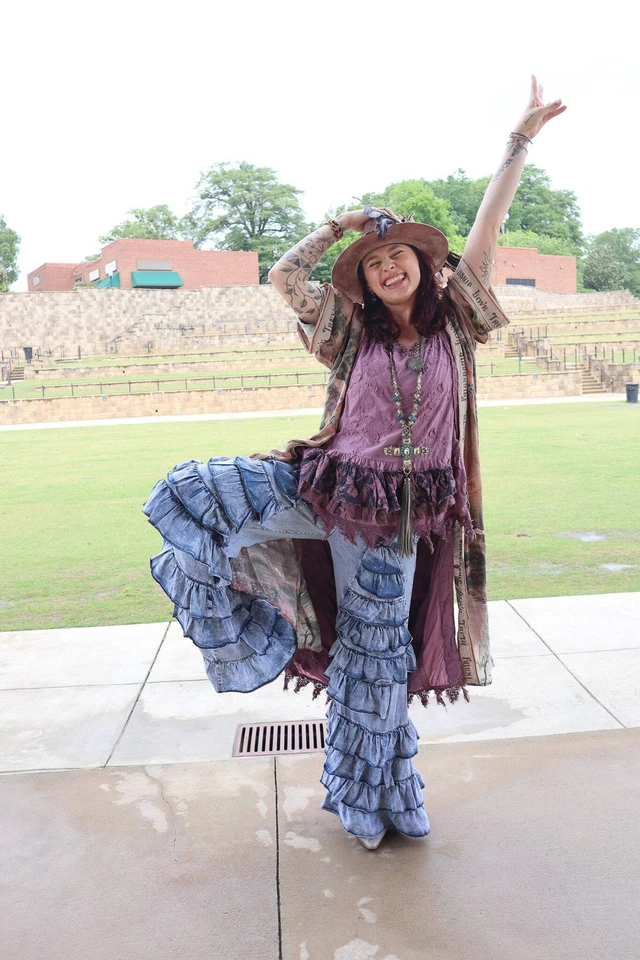 Jaded Gypsy Ruffle Up High-Lo Top in Purple - Image 4 of 4