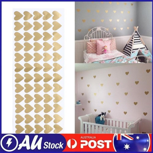 65pcs Removable Heart Wall Stickers Vinyl Stickers Home Decor (Golden