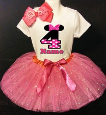 MINNIE MOUSE With NAME 4th fourth 4 Birthday Fuchsia Tutu dress Fast Shipping