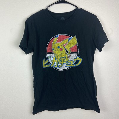 Pokemon Pikachu Japanese Writing Black Tee T Shirt Mens Size Medium M Ebay