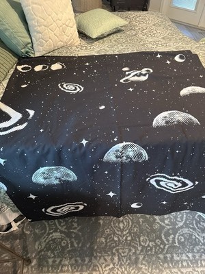 Tapestry Moon Phase Space Planets Black White Measures 93'' X 56 Celestial Stars