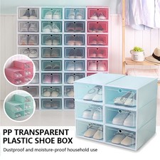 Caja de zapatos plegable de plástico transparente para almacenamiento organizador apilable 12 piezas