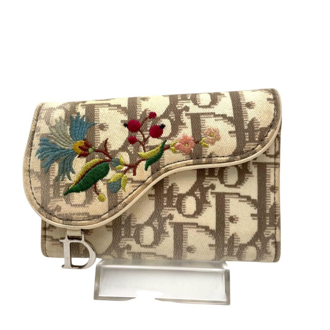 Christian Dior ♡ Vintage ♡ Key case Rare Dior Trotter Saddle Key Case 6 Hook Beige Jacquard Canvas