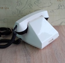 1970s Vintage USSR Mid-Century WHITE Phone No Dial Telephone soviet Decor
