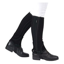Dublin Easy-Care Half Chaps II Black Adults Small Synthetic Suede New