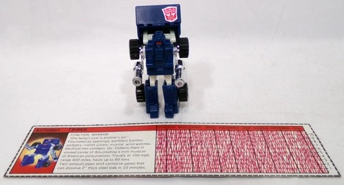 Vintage 1985 G1 Transformers Mini Pipes 3" Complete Robot & Tech Specs Hasbro