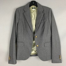 J.Crew 100 Wool Gray Blazer Size 4 Gold Buttons Classiccore Workwear Jacket
