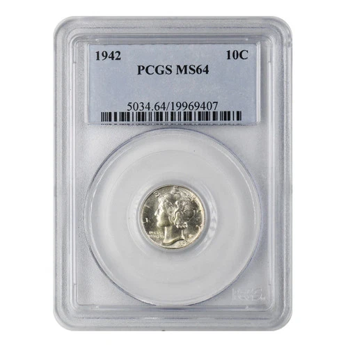 1942 Mercury Dime PCGS MS-64