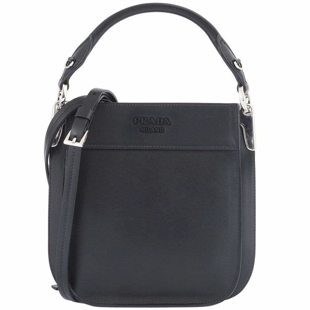 Prada Maggit 2Way Black Leather Handbag Shoulder Crossbody Bag for Women