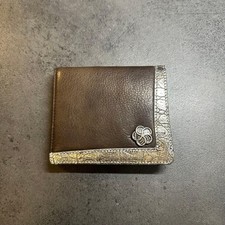 KENZO Leather Bi-fold Compact Wallet with Logo Hardware Brown