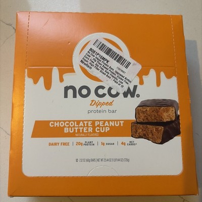 No Cow Dipped Protein Bar, Chocolate Peanut Butter Cup, 12 Bars, 2.12 oz