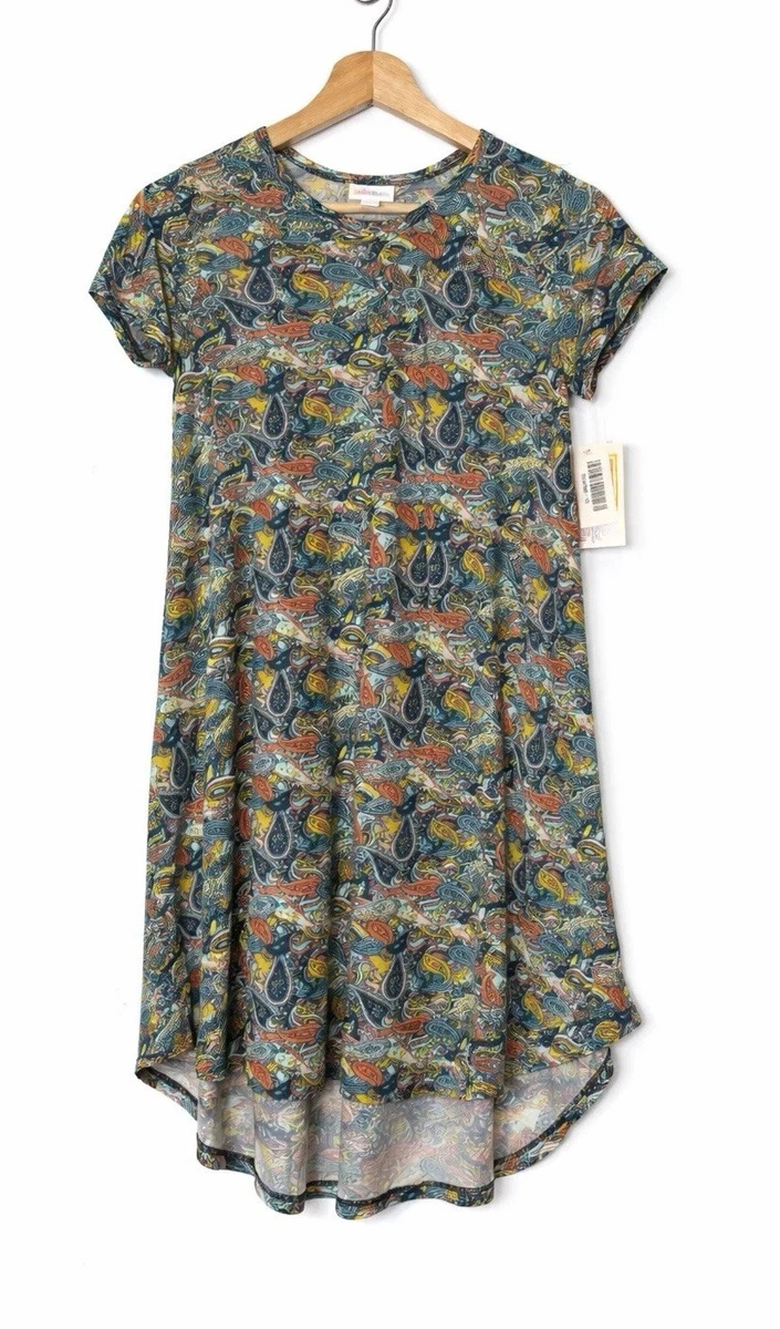 Robe LuLaRoe Carly - Taille XS - Imprimé Floral Bordeaux, Violet Et Moutarde - Neuf Avec étiquettes