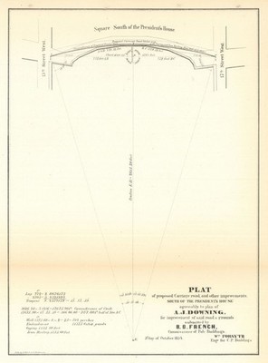 Proposed carriage-road  south of the President's House. Washington DC 1854 map