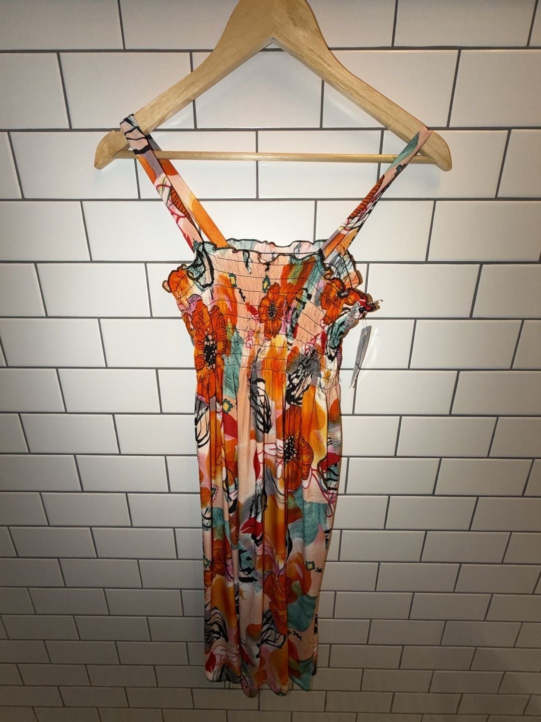 JINSEMINGXIA Floral Print Smocked Midi Dress, photo 3