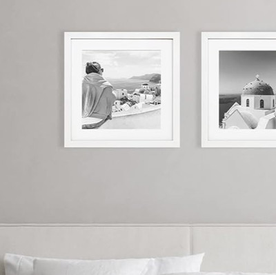 12x12 Bilderrahmen mit weißer Halterung für 10x10 - Wandbehang Fotorahmen Deko