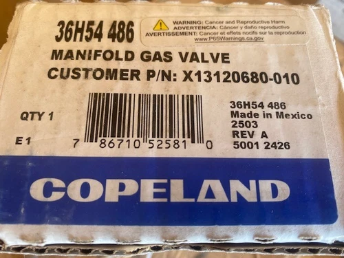 36H54-486 - White Rodgers Furnace Gas Valve - NAT/LP Gas