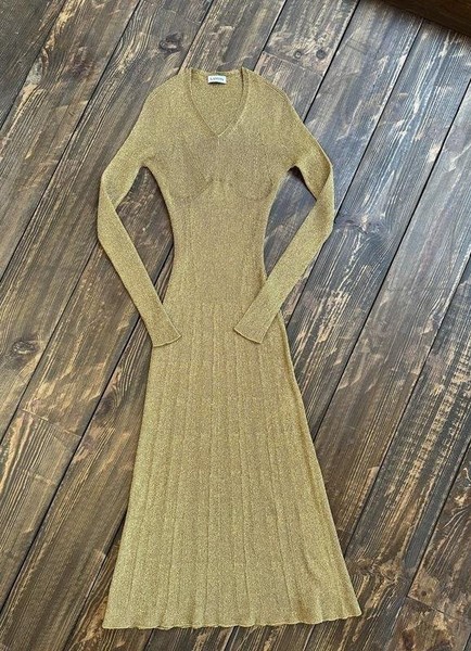 Women Lanvin Dress Gold Knit S