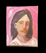 Original Portrait Painting Expressive Woman Naive Folk Wall Art Miz Katie