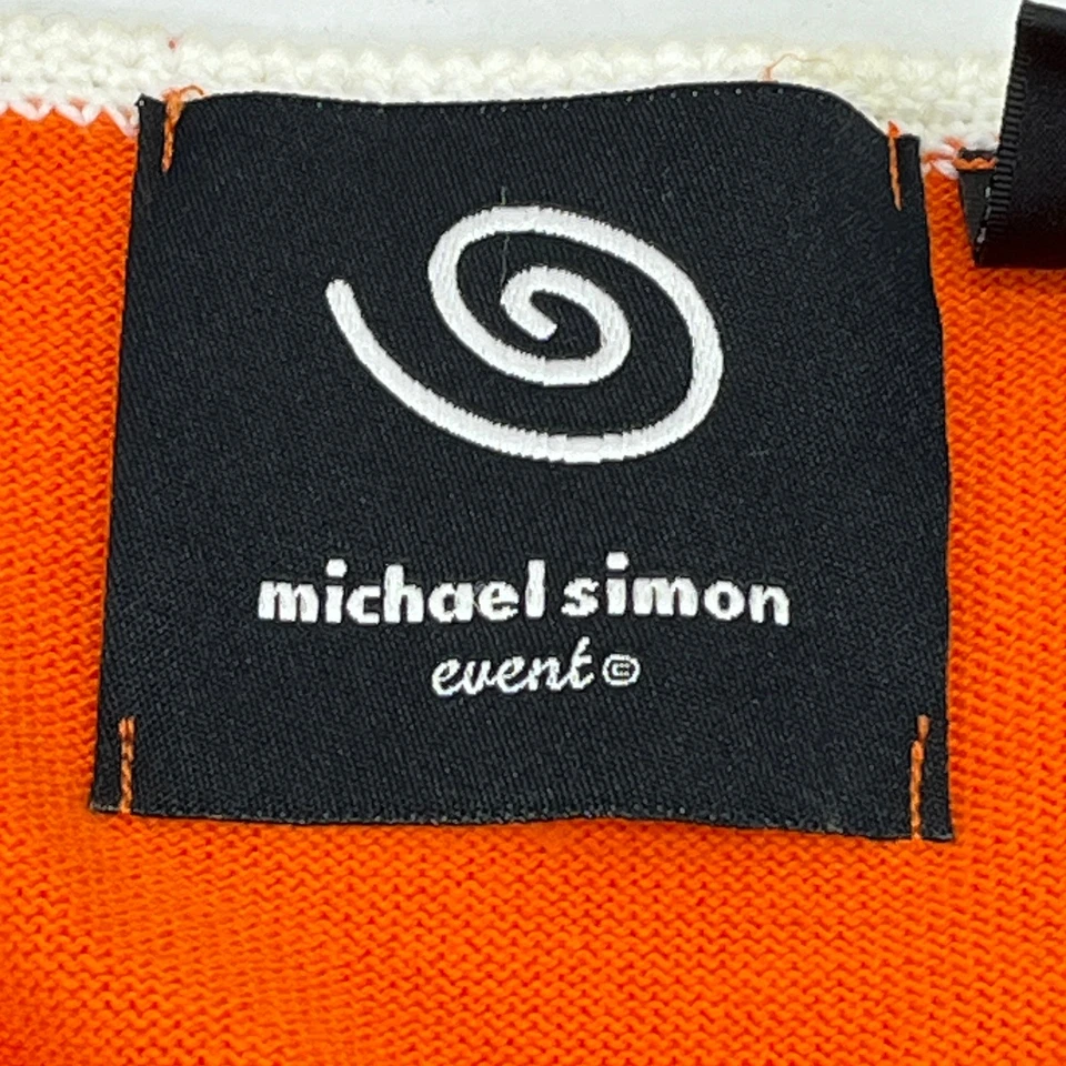 Vtg Michael Simon Sweater Vest Orange W/Sequin Football Design Sz XL1/4 Zip READ - Image 4 of 4