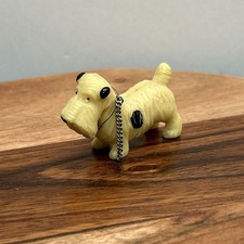 Vintage Celluloid Spotted Scottie Westie Dog Figurine W/ Chain Collar Japan 1940
