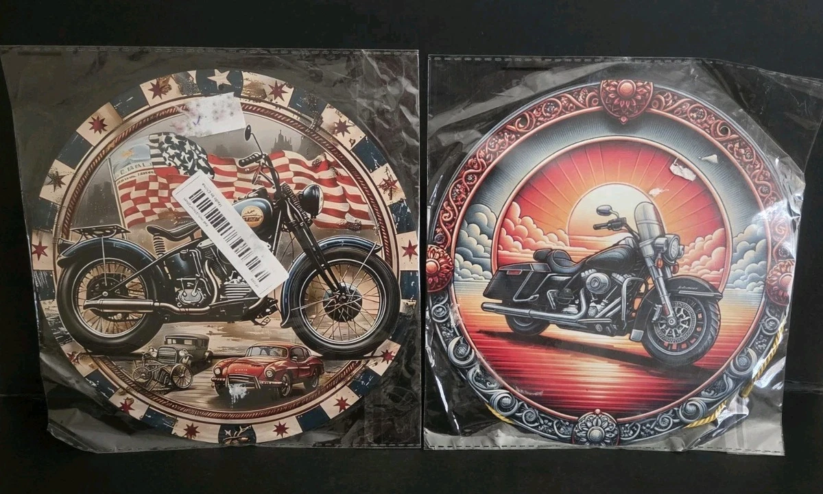 Harley Davidson X 2 Metal Wall Hanging Pictures New In Package.