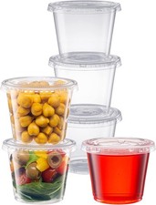 5.5 oz Jello Shot Cups W/ Lids 100 Count Clear Disposable Plastic Portion